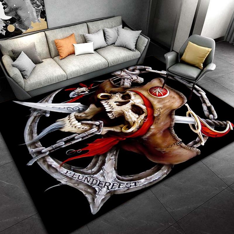 Skeleton Sea Pirate Pattern Rug Carpet for Living Room Bathroom Mat Creative Doormat Carpet for Bedroom Home Decor Play Mats