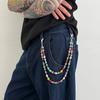 Salircon Trendy Colorata Catena Vita con Strass e Perline Cintura Portachiavi Uomo Punk Harajuku Catena per Borsa Pantaloni Gioielli da Strada Regalo Maschile