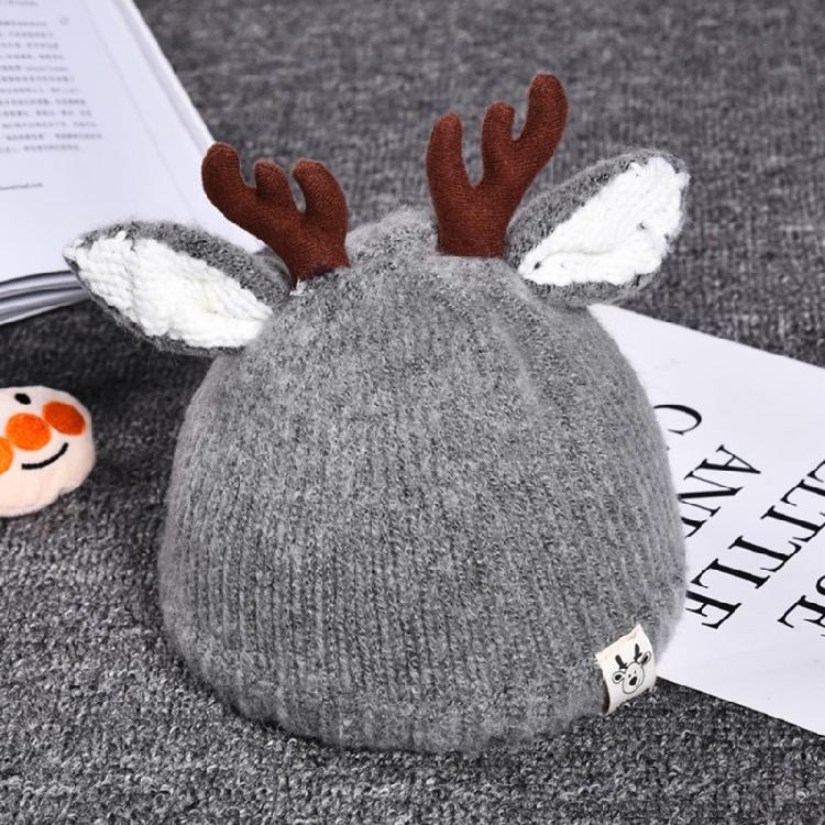 Trendy Woolen Hat Children Antlers Knitted Hat Christmas Hat Winter Halloween