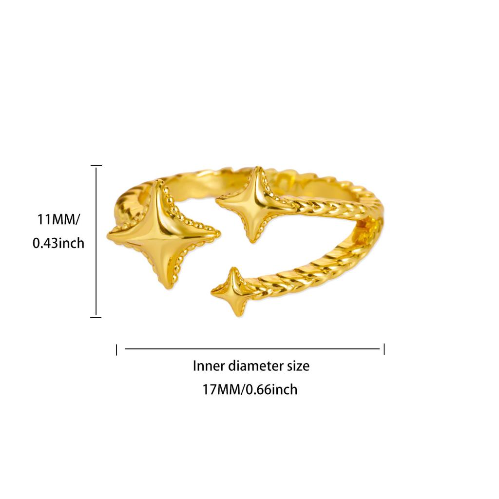 Stainless Steel Sun Star Moon Ring for Women 18K Gold-plated Anti Fading Rings Wedding Golden Jewelry Vacation Accessories Gift