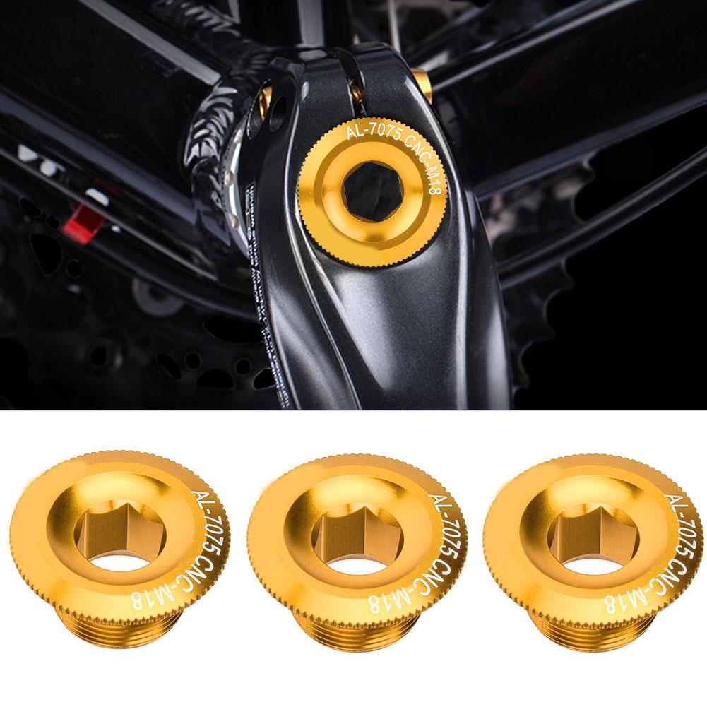 3Pcs 18mm Aluminum Alloy Shaft Screw Nut Accessory Cycling Crank Cover(black)