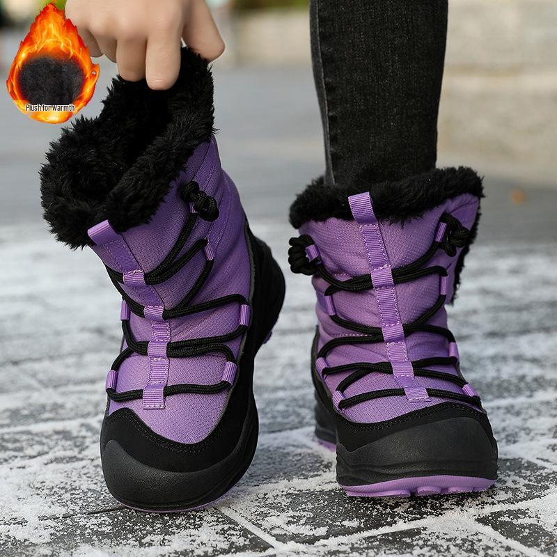 Zimowe buty śniegowce dla dzieci - Wyściełane aksamitem, Grube, Ciepłe, Antypoślizgowe dla Chłopców i Dziewczynek