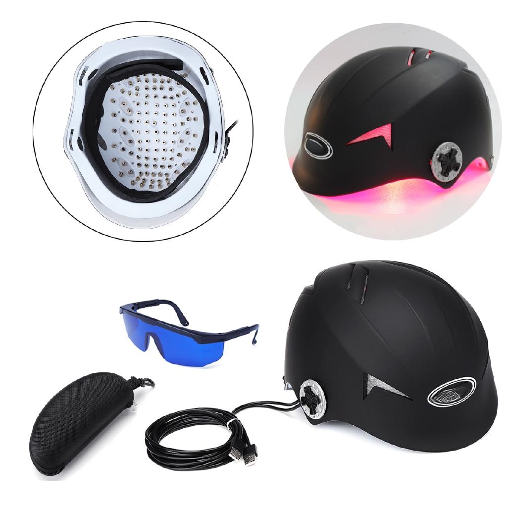 USB Adjustable Hair Regrowth Laser Cap 128 Diodes Hair Fast Regrowth Machine with Free Glasses New Black Helmet Hair Loss Upgrate Therapy Laser