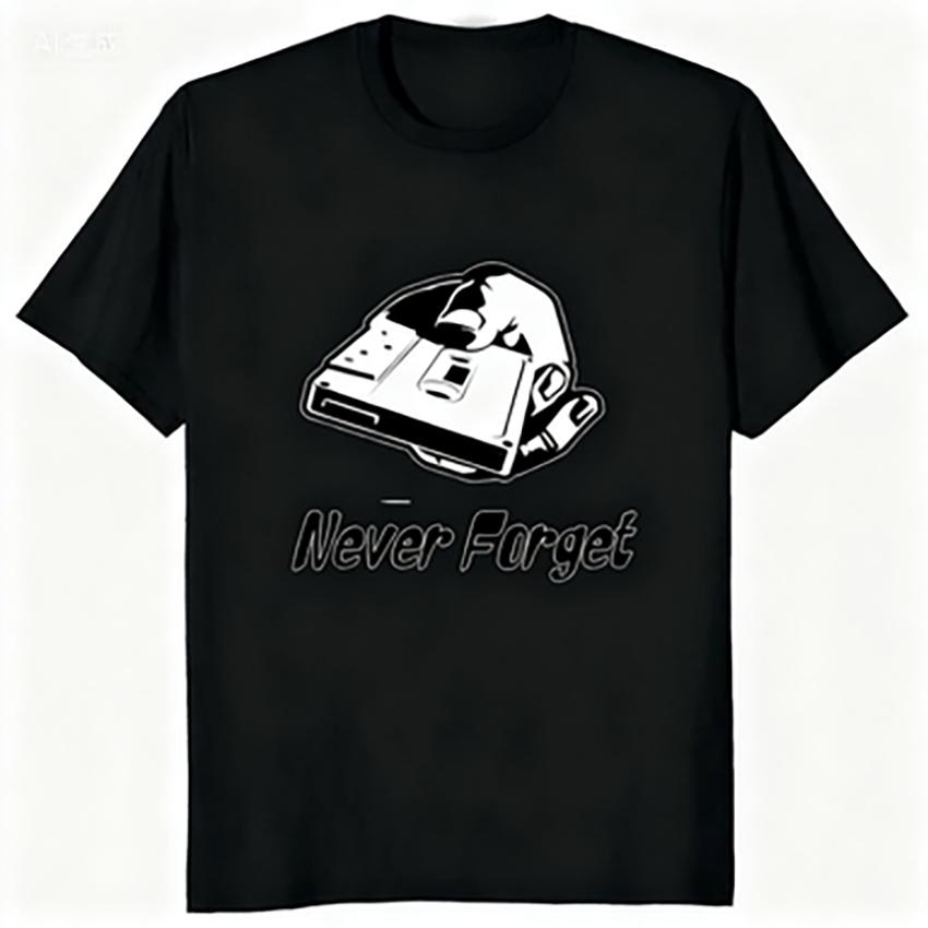 Nikdy nezapomeňte audiokazeta Vtipné tričko Ležérní móda Streetwear Dámské tričko Krátký rukáv Vintage Dámské tričko