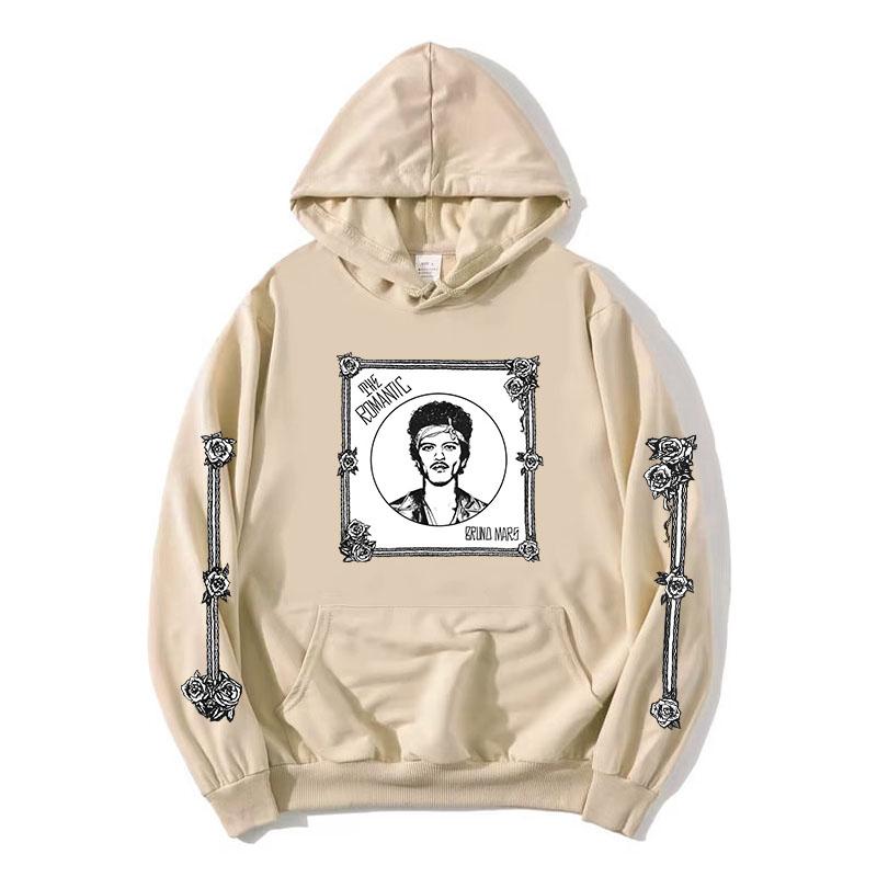 The Romantic Tour Hoodie BRUNO MARS Singer Design Sweatshirt Long Sleeve Loose Hooded Pullovers Women Men Clothing Print Merch