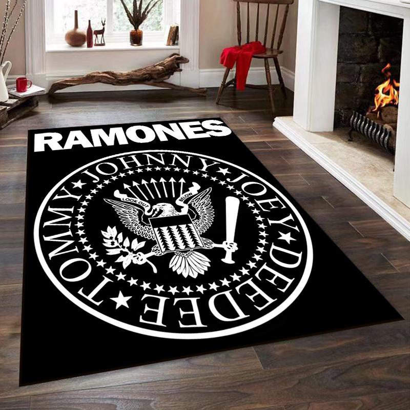 RAMONES Logo and Seal Design Rug Non-slip rug suitable for living room and bedroom sofas