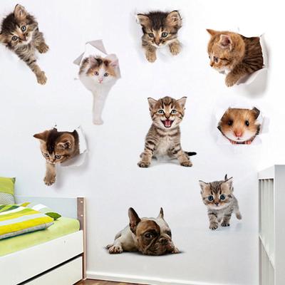 3D Cat Hamster Dog Toilet Sticker Cute Wall Decal Decor for Bathroom Bedroom