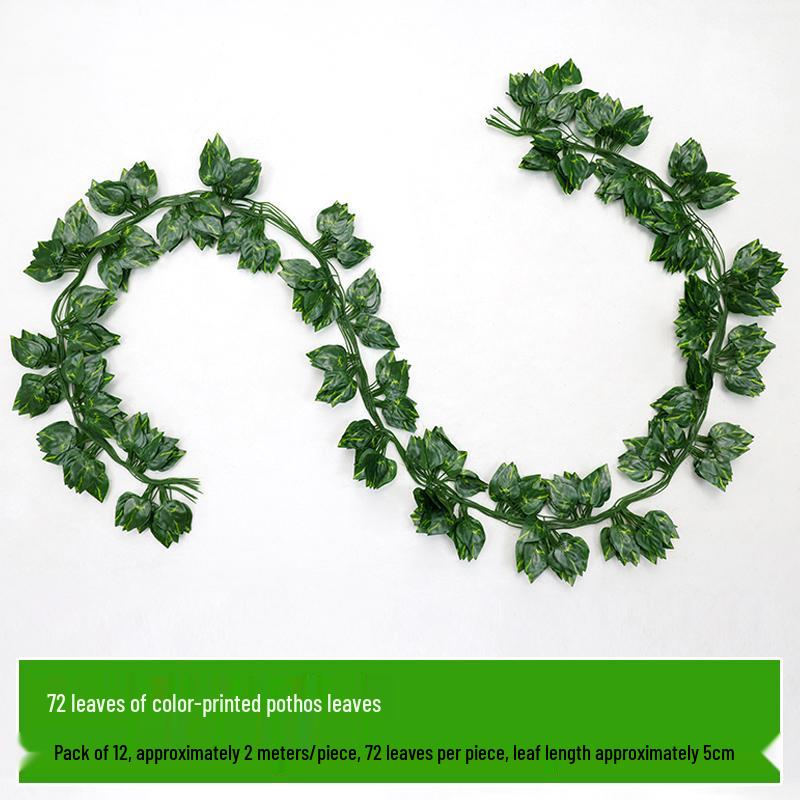 Rattan Air Conditioning Pipe Cover with Artificial Green Vines and Leaves