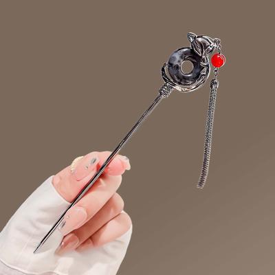 Horquilla Vintage Estilo Chino Flor Borla Palo para el Pelo Para Mujeres Niñas Accesorios para el Cabello Hanfu Joyería de Metal Horquilla para Recogido