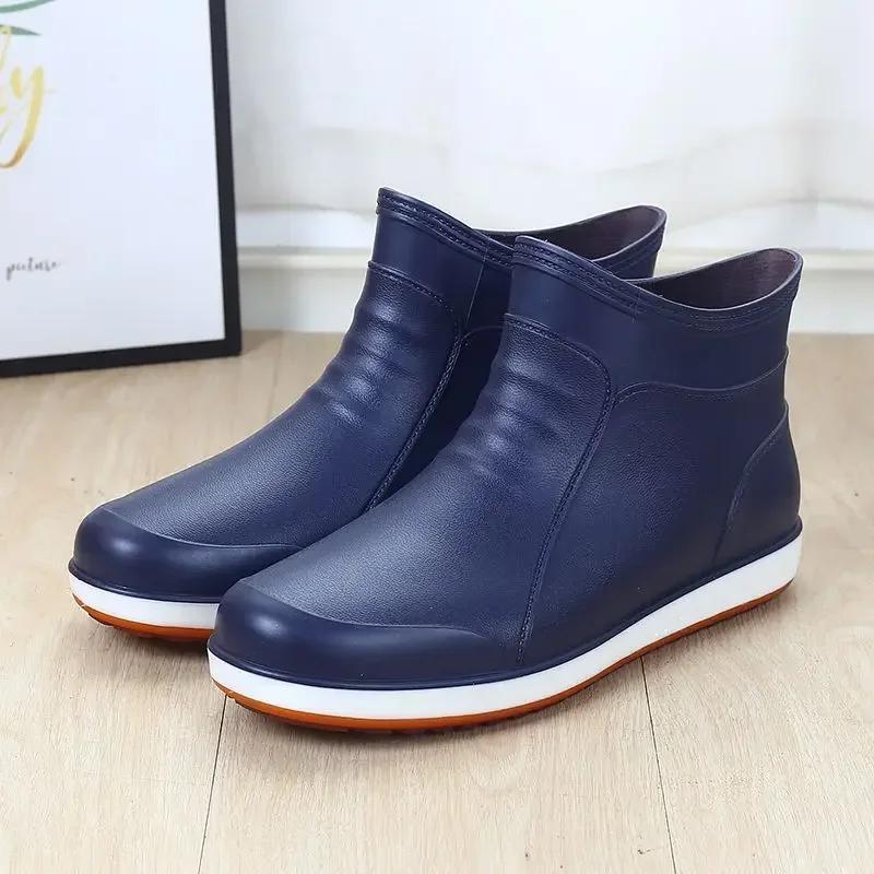 Man Shoes Wear-resistant Non-slip Rain Boots for Men Wellies Loafers Without Lacing Comfortable Low-heel Mud Gum 2024 Rubber New