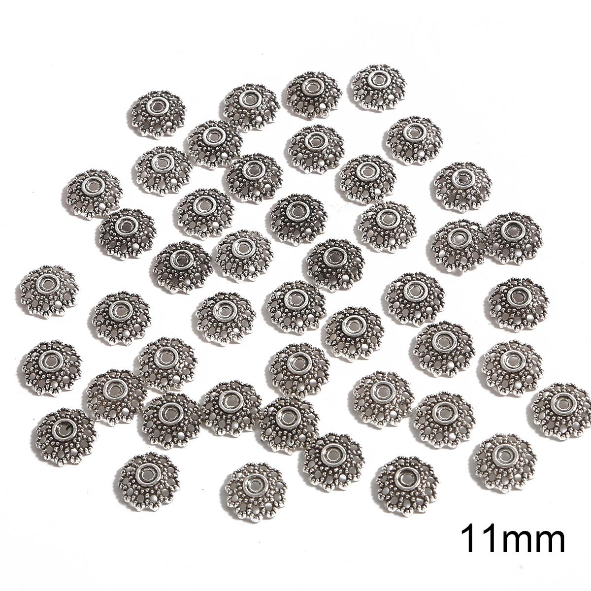 

50 шт металлические полые цветочные бусины, колпачки, коннекторы для изготовления ювелирных изделий своими руками 08 серебряный