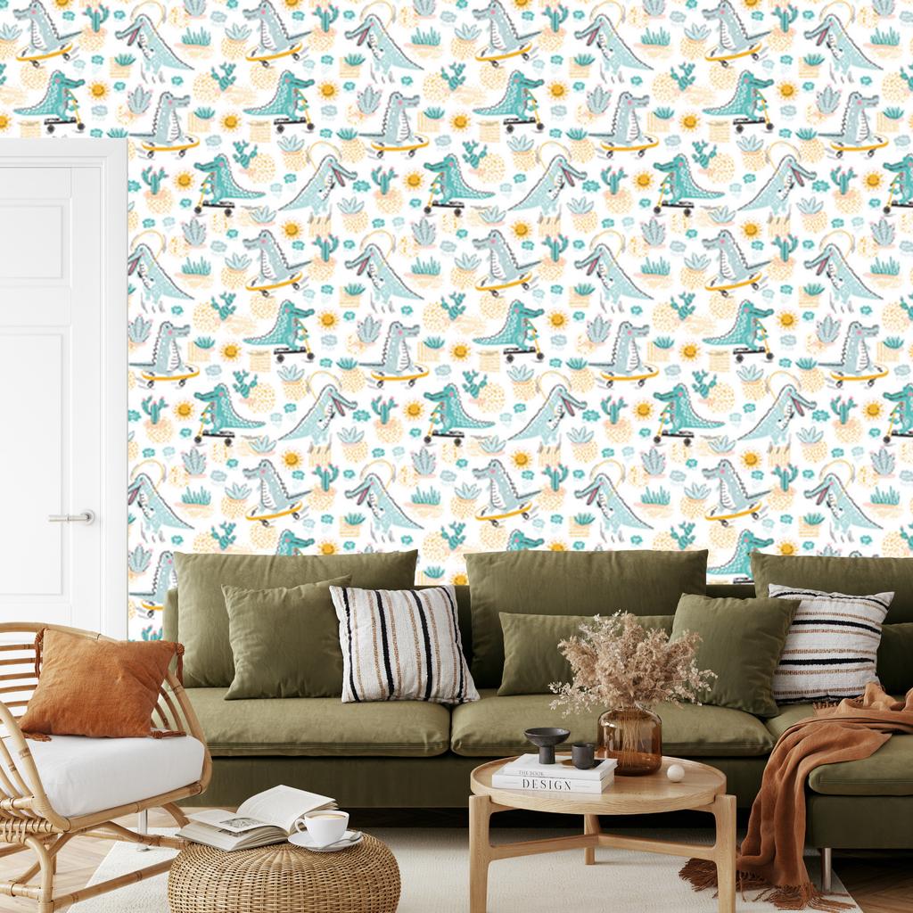 Crocodile plants sun wallpaper for living room and bedroom 50x1000