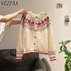 Damenmode Casual Herbst Winter Blumenmuster Druck Langarm O-Ausschnitt Pullover