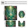 4Pcs 2D Flat Enchanted Waterfall Shower Curtain Set with Non-Slip Bath Mat, Toilet Lid Cover, Contour Rug & 12 Hooks, Bathroom Decor