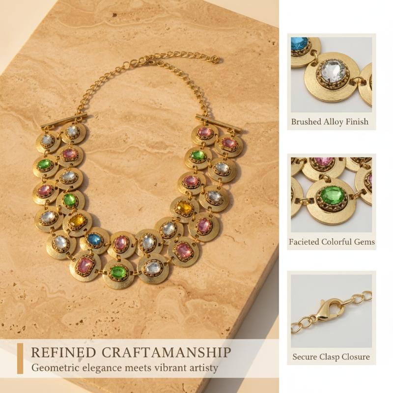 Vintage Colored Circular Geometric Exaggerated Personalized Necklace
