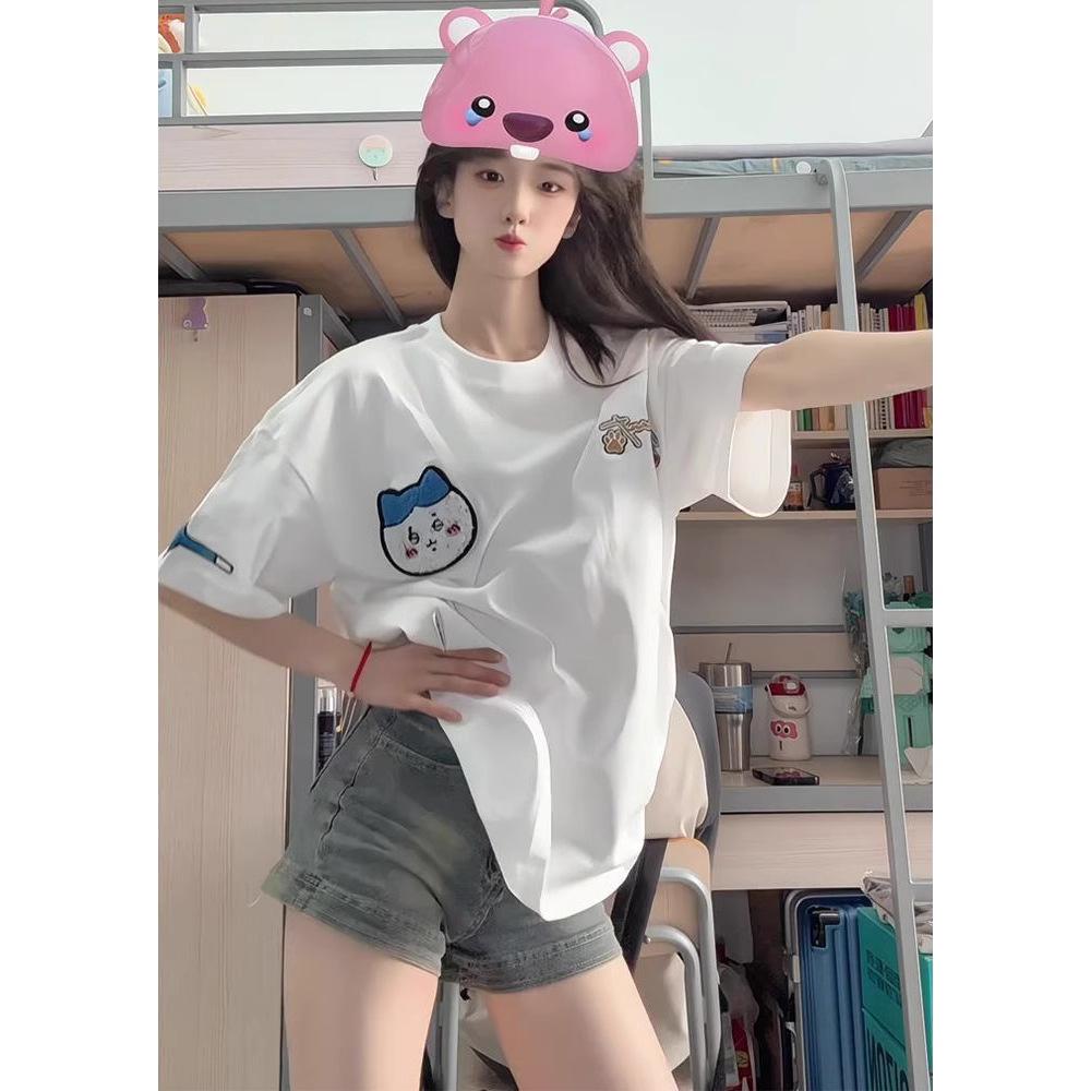 Cartoon Print Unisex Cotton Summer T-Shirt, Short-Sleeve, New 2025 Style