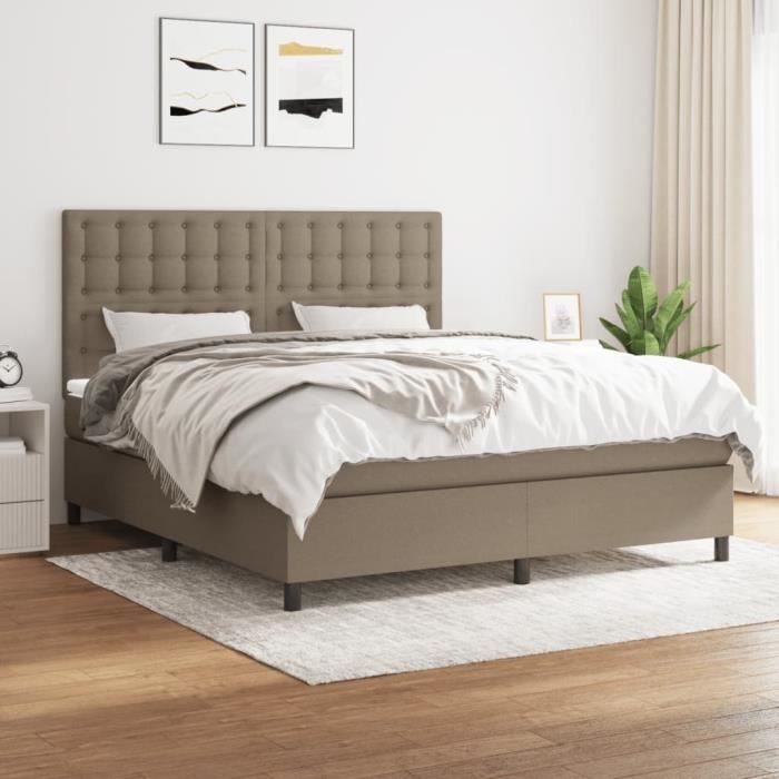 VidaXL Divan Bed with Mattress Taupe 180x200 Cm Fabric - Model 3142117