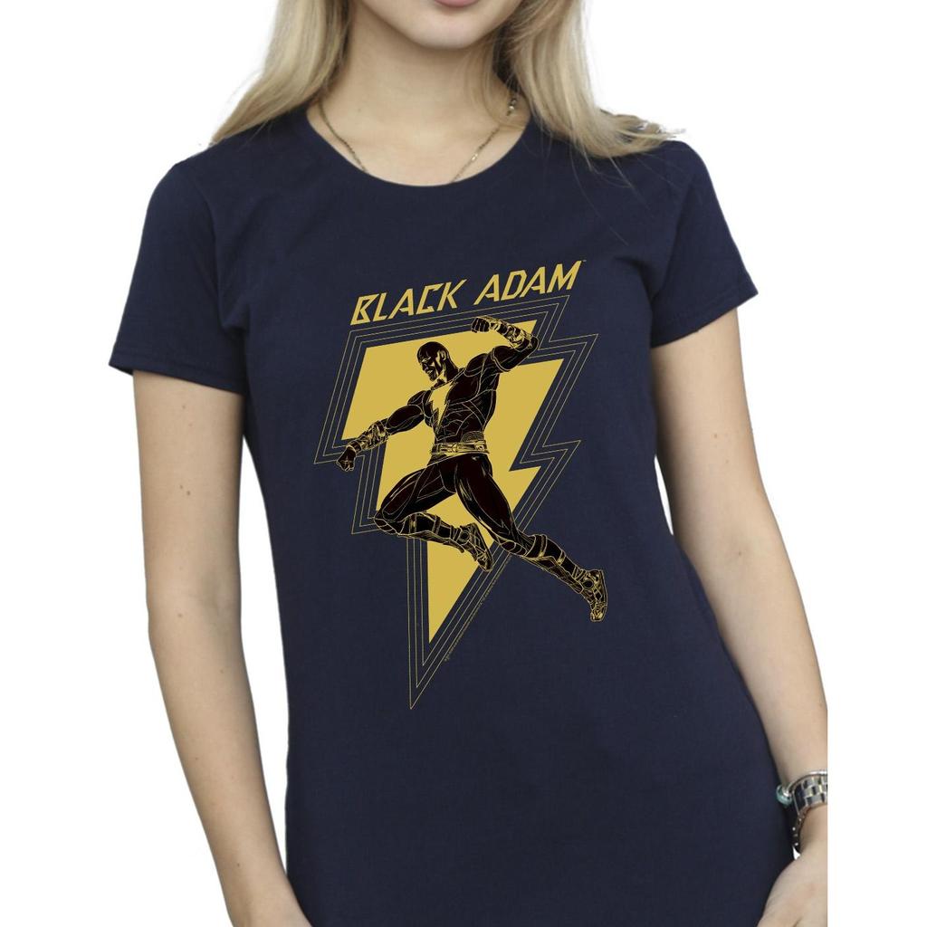 DC Comics Womens/Ladies Black Adam Golden Bolt Chest Cotton T-Shirt
