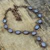 Blue lace agate necklace electroformed copper necklace handmade gemstone jewelry adjustable chain necklace antique jewelry gifts for mother