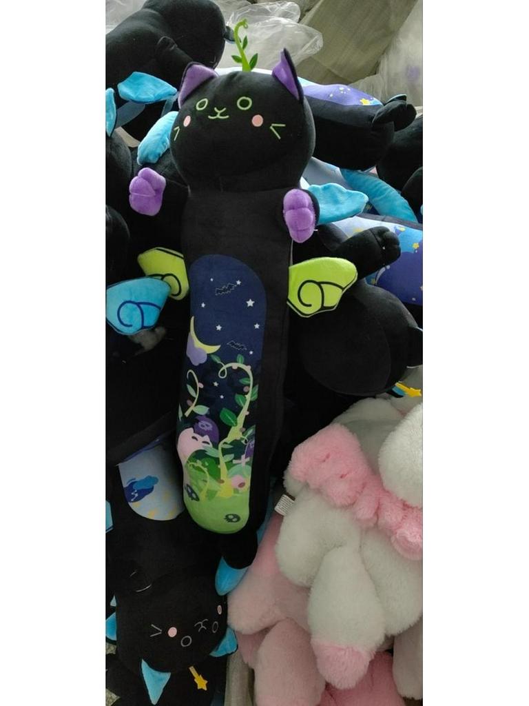 Colorful Cat & Salamander Halloween Pillow - Cute Long Strip Cushion for Couples