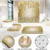 1/4 buc Set Perdea de Duș Luxoasă Aurie Florală Impermeabilă Set Decorativ pentru Baie Covor Antiderapant Capac Toaletă Covoraș de Baie și 12 Cârlige