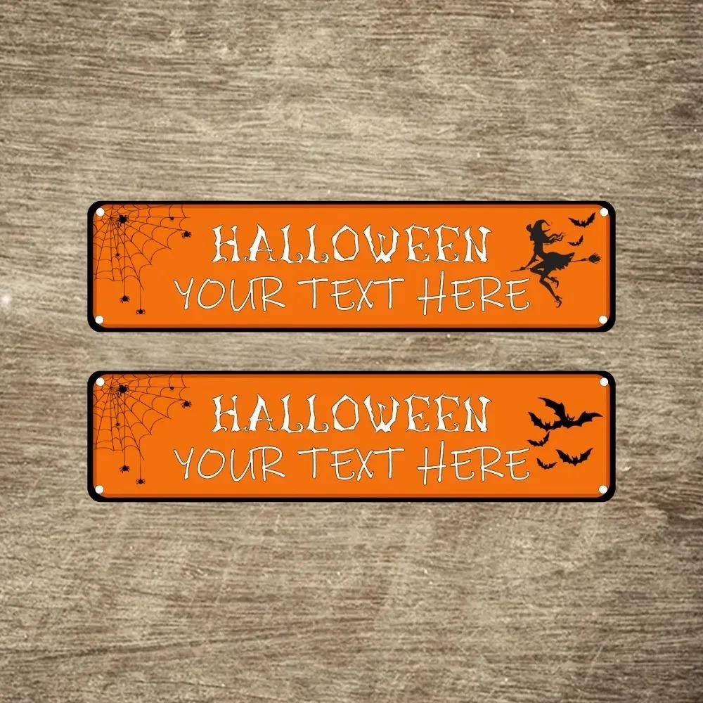 Halloween Custom Tin Sign 40x10cm | 6 Designs, Personalized Text, Indoor/Outdoor Wall Art