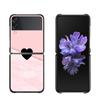 Pink Marble Flower Phone Case For Samsung Galaxy Z Flip3 5g Back Pc Case For Samsung Z Flip Capa Black Shell Hard Fundas