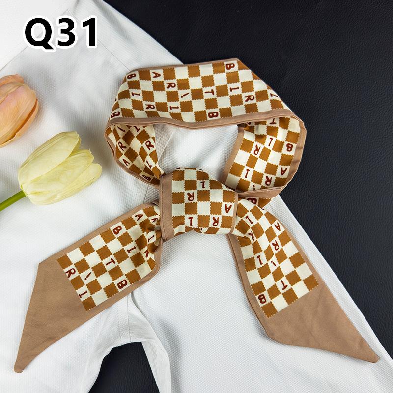 New Long Versatile Silk Scarf Tied Hair Band Bow Letter Floral Streamer Tied Bag Gift Small Silk Scarf
