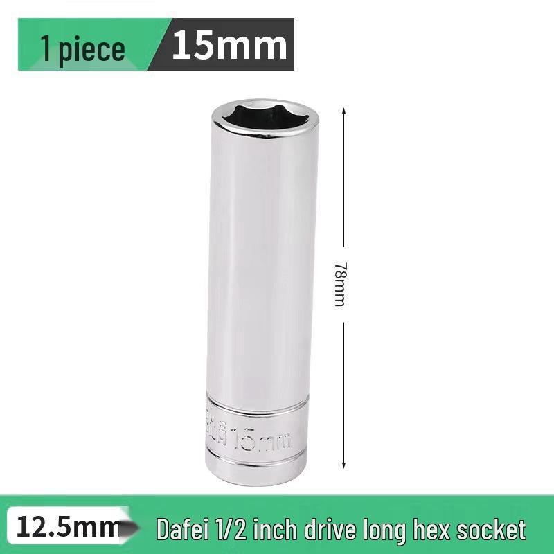 Industrial Grade Deep 8-32mm Chrome Vanadium Steel Socket Wrench with Mirror Surface for Auto Repair