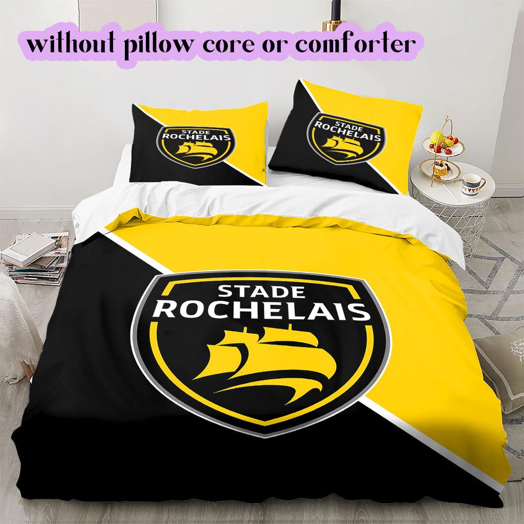 Stade Rochelais rugby Pattern Bedding,Quilt Set Quilt Cover Pillowcase Home Birthday Gift (1*duvet cover+2*pillowcase,without core)