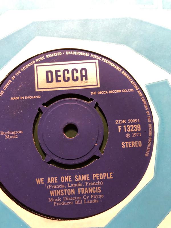 7inch Record WINSTON FRANCIS  Love Is Everywhere F13239 DECCA 1971 UK Pop Used