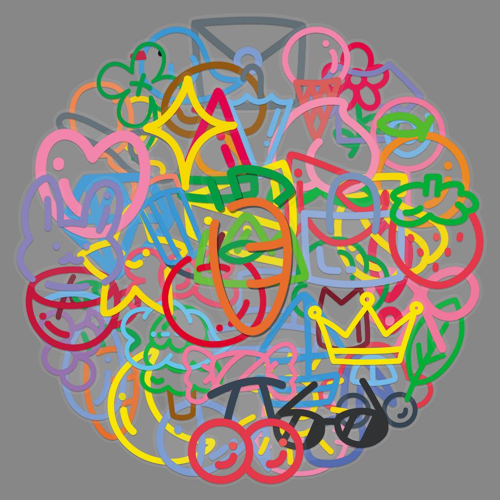 50 Original Children's Fun Simple Sketch Cartoon Cute Waterproof Decorative Water Cup Computer Stickers