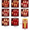 12Pcs Hot-stamped Chinese New Year Red Envelope Frosted Blessings Printing Spring Festive Lucky Money Bag Solid Rectangular