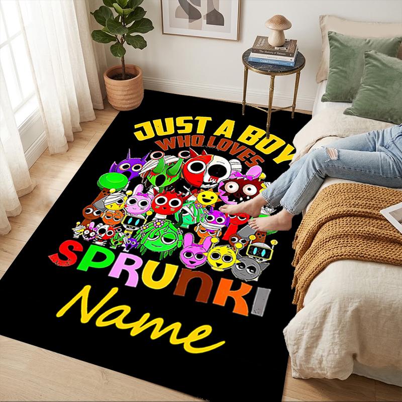 Custom Name Sprunki Love Living Room Non-Slip Area Rug Soft Carpet for Bedroom Kids Playroom Sofa Office Home Decor Doormat