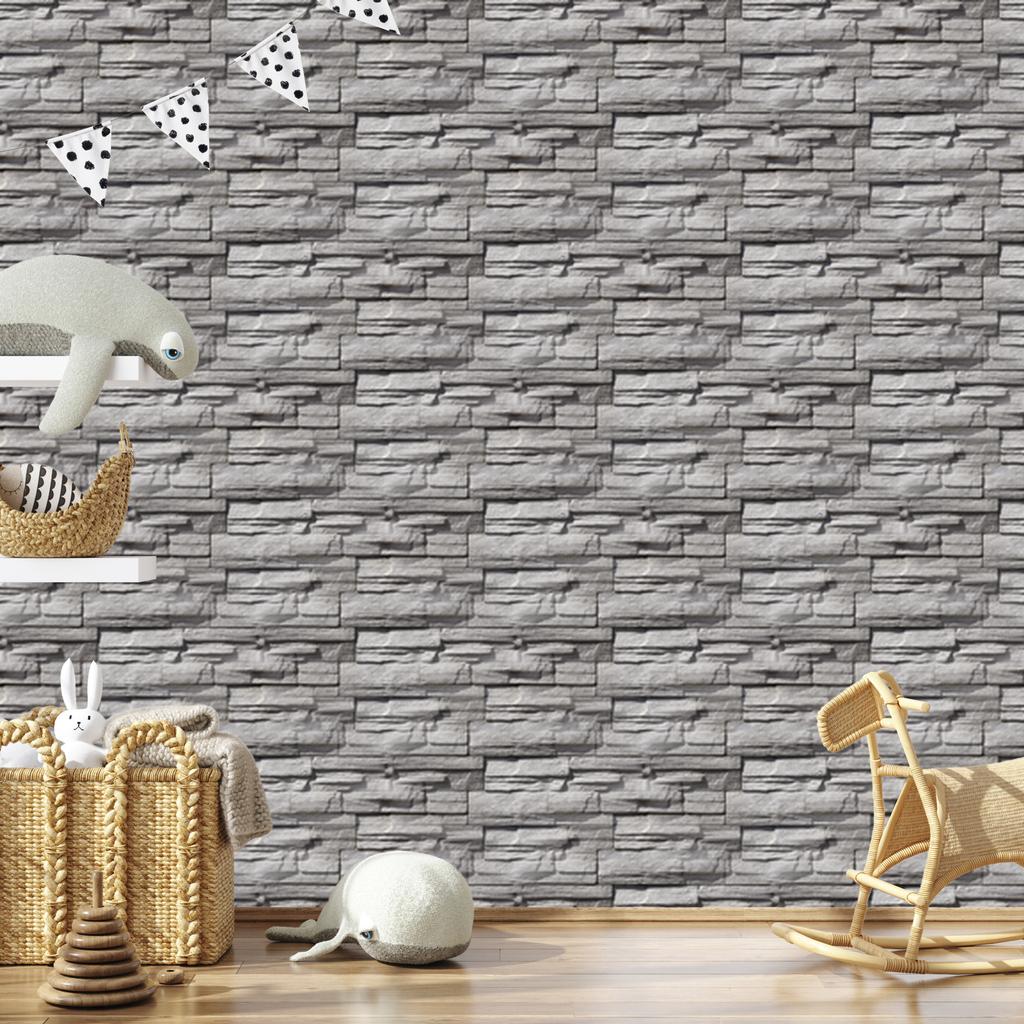 Wallpaper Slate stone in shades of gray with a 3D effect 50x1000