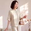 Datang Furen Women's Summer Embroidered Mesh Blouse & Trousers Set