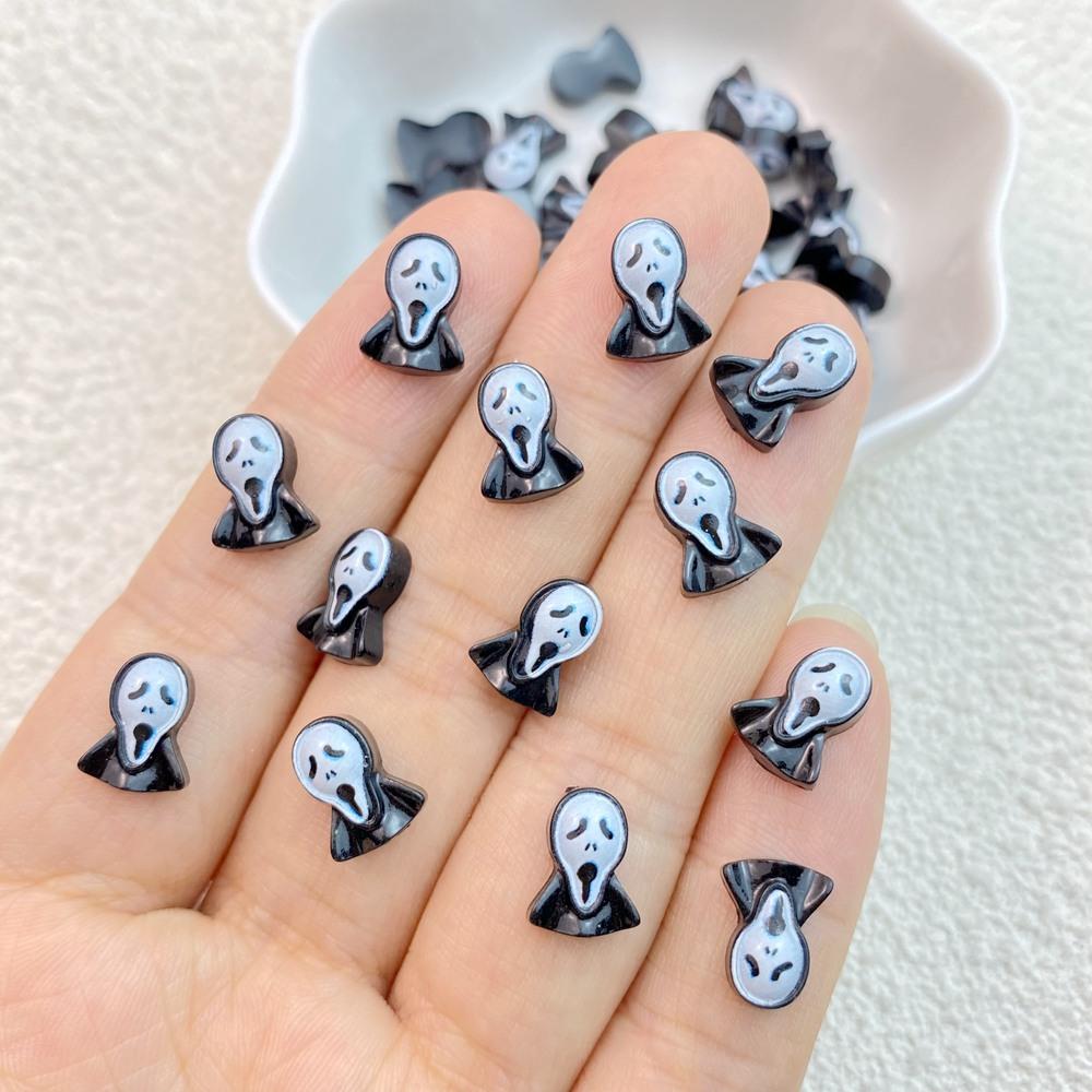30Pcs New Cute Resin Cartoon Halloween, Christmas Collection Flat Back Manicure Parts Embellishments For Hair Bows