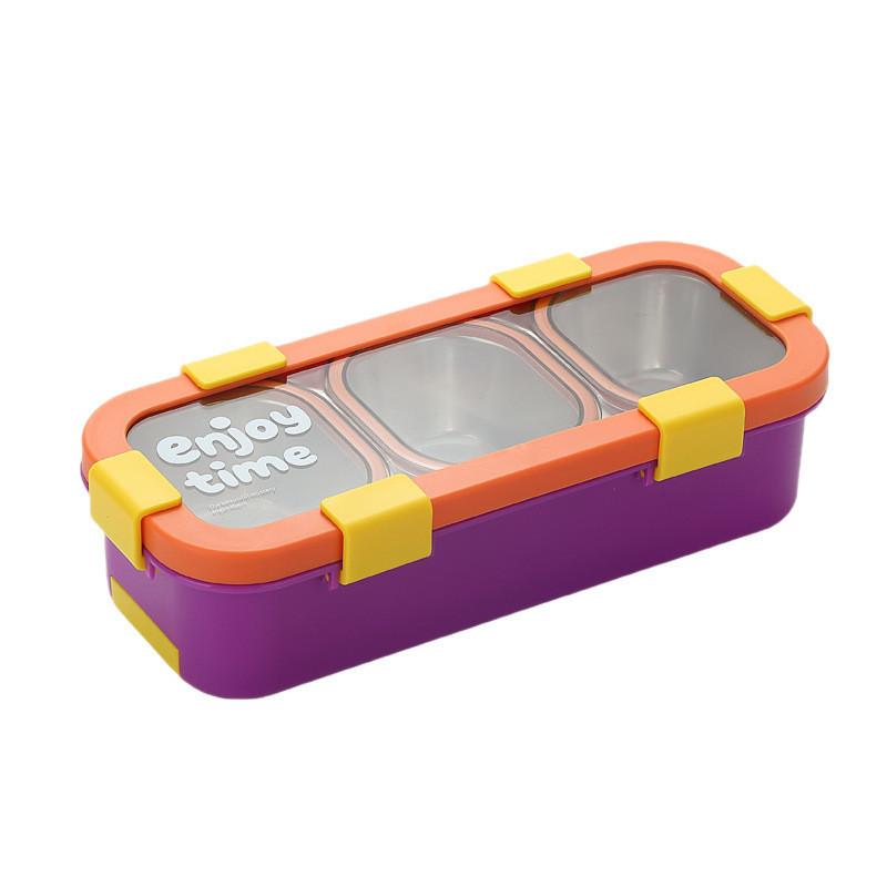 Stainless Steel Bento Box With Divided Compartments For Office And School Use