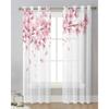 Rosa Blumen Kirschblüten Weiße Gardinen für Wohnzimmer Dekoration Fenster Vorhang Küche Tüll Voile Organza Vorhänge