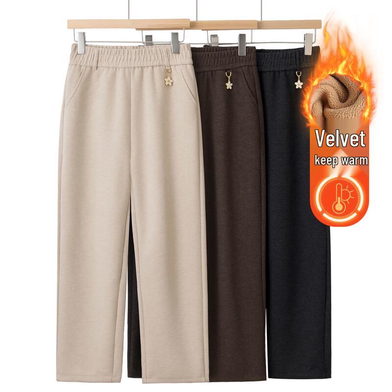 YUZHAOLIN Women s Fleece-Lined Casual Woolen Pants 6XL