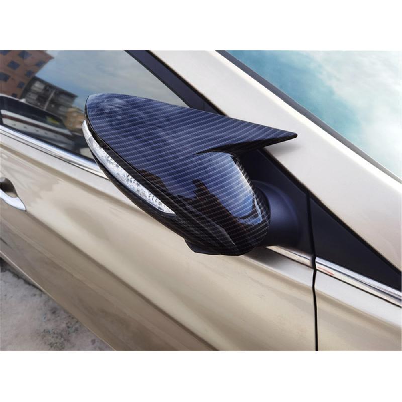 Carbon Fiber Style Ox Horn Rear View Mirror Cover Trim For Hyundai Sonata 11-14