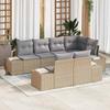 Garden Sofa Set with Cushions 7 Pcs Beige and Grey Poly Rattan