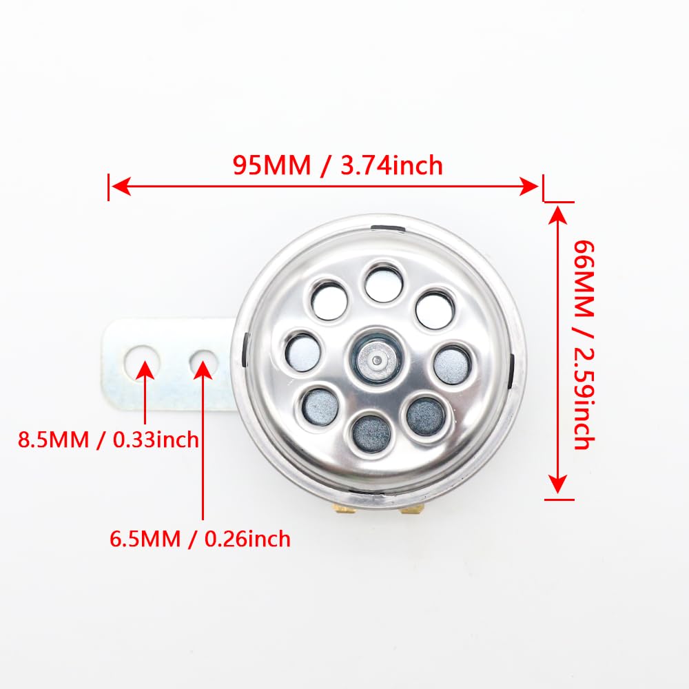 LVEE DL70 Universal Motorcycle Electric Horn Waterproof Round Loud 1.5A 105db Small Horn