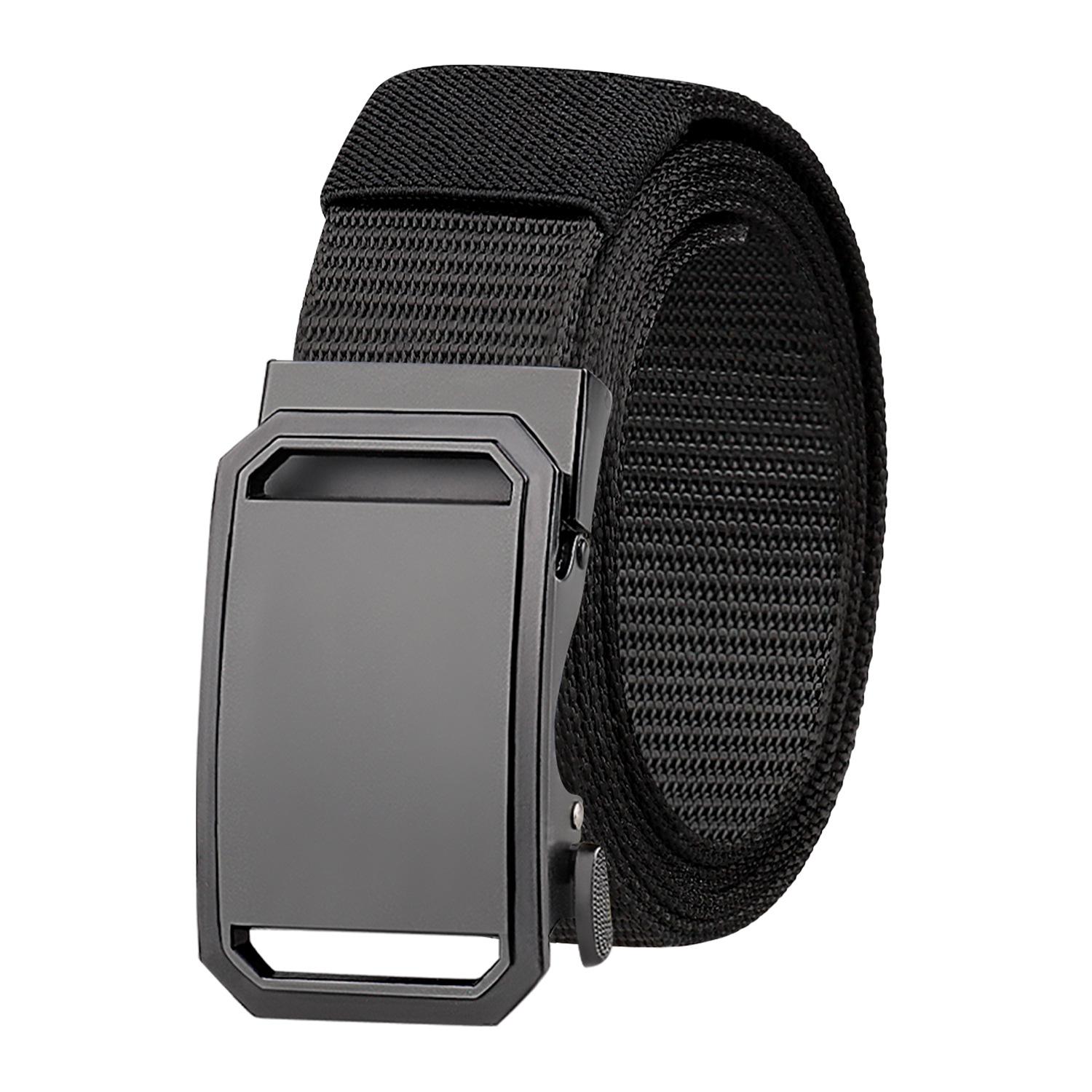 

Мужской тактический ремень из парусины с гладкой пряжкой — повседневный и универсальный модный аксессуар 125 cm чёрный