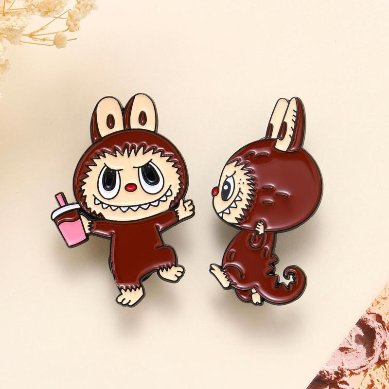 Anime Cute Enamel Labubu Brooch Cartoon Metal Studen Badge Pins Jewelry Brooches Men Women Backpack Jewelry Accessories