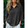 Autumn New Women's Casual Loose Fashionable Lapel Solid Color Door Tube Shirt