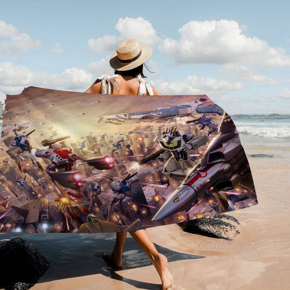 Cartoon R-RobotechS Microfiber Blanket Quick Drying Beach Towels Oversized Printing Super Absorbent Pool Towel Blanket