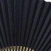 Large Cloth-covered Fan, Black Lacquered Base, Black Dyed, Navy Blue Pattern.