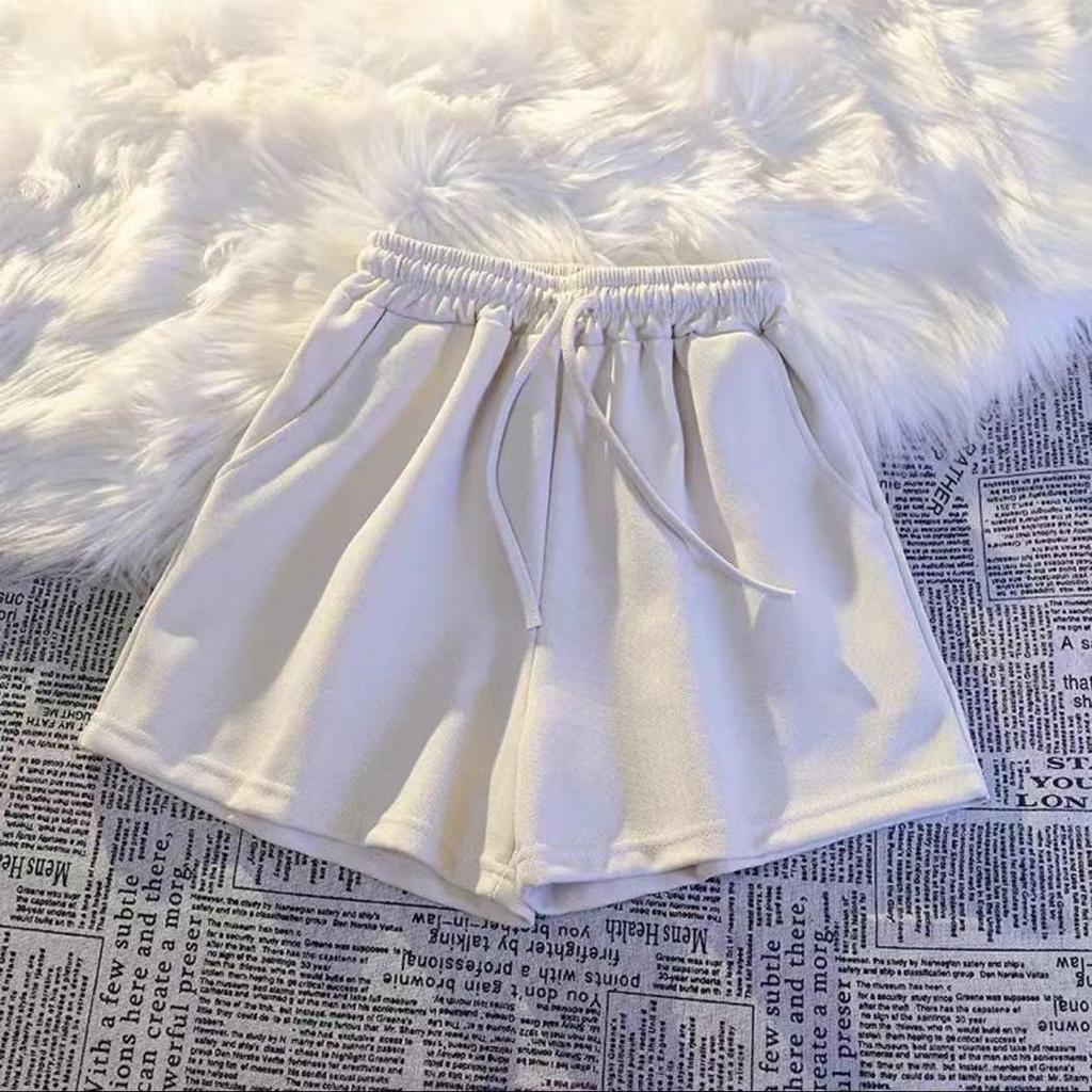 Yellow High-Waisted Loose Fit Sports Shorts - Casual A-Line Running Shorts with Elastic Waist
