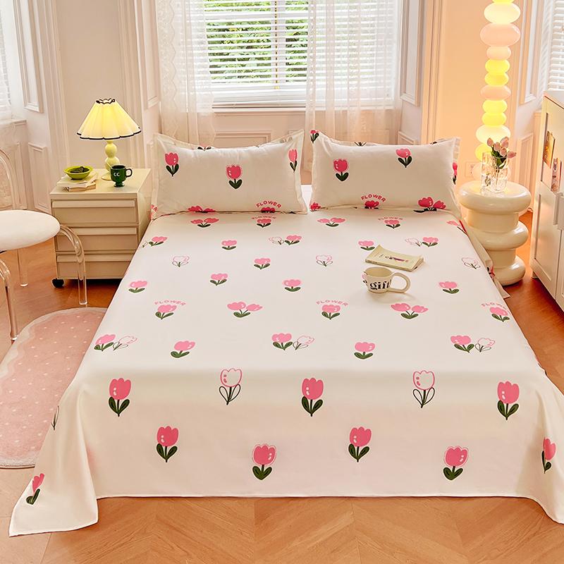 Exquisite Cartoon Flower Print Bedding Set With Pillowcases Soft Bedroom Sheet 1Pc Or 3Pc Set